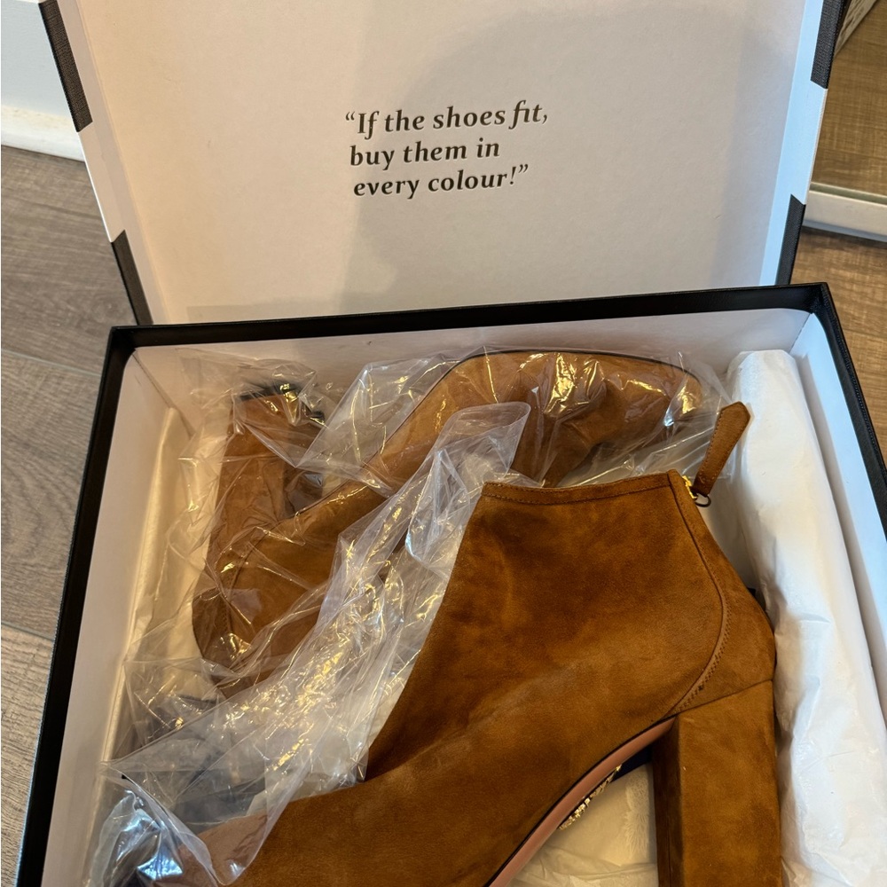 AQUAZZURA Brown Suede Ankle Boots SIZE 8 - Picture 6 of 8